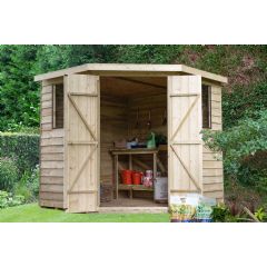 Forest Garden Pressure Treated Overlap Corner Shed - W7ft x D7ft