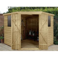 Forest Garden Pressure Treated Overlap Corner Shed - W8ft x D8ft