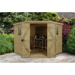 Forest Garden Pressure Treated Tongue and Groove Corner Shed - W8ft x D8ft