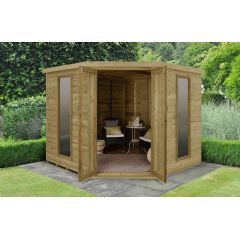 Forest Garden Arlington Premium Tongue and Groove Corner Summerhouse - W8ft x D8ft