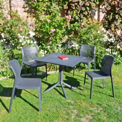 Europa Leisure Clip Bit 4 Seater Dining Set - Anthracite