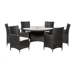 Royalcraft Cannes 6 Seater Round Dining Set - Black