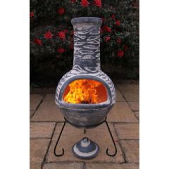Gardeco Clay Olas Bluey Grey Chiminea Large - 110cm