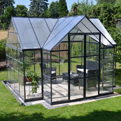 Palram Victory Orangery Greenhouse - Dark Grey - W12ft x D10ft - Polycarbonate Glazing