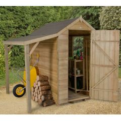 Forest Garden Overlap Apex Shed - With Lean-To - W4ft x D6ft