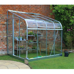 Halls Silverline Lean-To Aluminium Frame Greenhouse Long Pane Toughened Glass