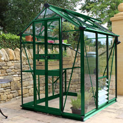 Eden Birdlip Zero Threshold Green Frame Greenhouse - Long Pane Toughened Glass