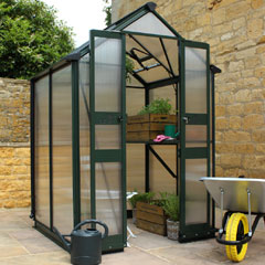 Eden Birdlip Zero Threshold Green Frame Greenhouse - 6mm Polycarbonate Glazing