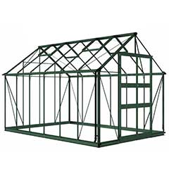 Eden Blockley Zero Threshold Green Frame Greenhouse- Long Pane Toughened Glass