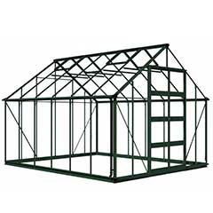 Eden Bourton Zero Threshold Green Frame Greenhouses - 6mm Polycarbonate Glazing