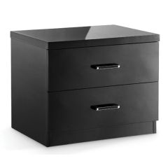 Ellister Novello 2 Drawer Bedside Cabinet - Black