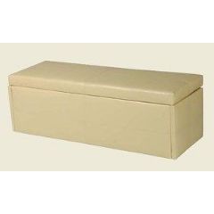 Ellister Stanton Faux Leather Ottoman - Cream