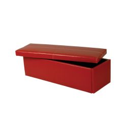 Ellister Stanton Faux Leather Ottoman - Red