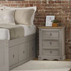Core Products Corona Grey 3 Drawer Bedside Cabinet