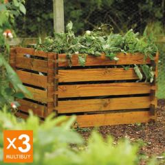 Rowlinson Wooden Compost Bin - 3 x 439 Litres