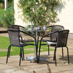 Greenfingers Kensington 4 Seater Dining Set - Brown/Black