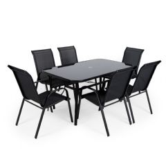 Ellister Siena Steel 6 Stacking Armchair Rectangular Dining Set