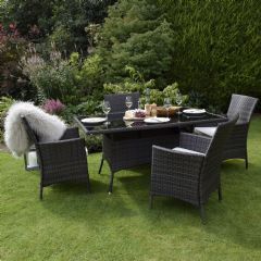 Greenfingers Moncafa Rectangular 4 Seater Dining Set - Brown/Black