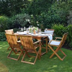 Ellister Alnwick FSC Acacia 6 Folding Armchair 200cm Oval Extending Dining Set