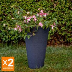 Greenfingers Clay-Look Resin Round Flowerpot - x2 Multi-Buy