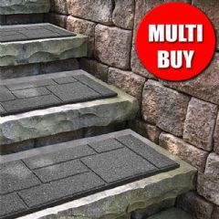 Greenfingers Recycled Rubber Anti-Slip Stair Tread - 4 Pack - Grey
