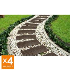 Greenfingers Recycled Rubber Wood Effect Railway Sleeper Stepping Stone - 4 Pack - Earth