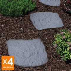 Greenfingers Recycled Rubber Stepping Stone - 4 Pack - Grey