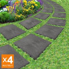 Greenfingers Recycled Rubber Stomp Stepping Stone - 16 Pack - Slate