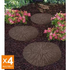 Greenfingers Recycled Rubber Cracked Log Stepping Stone - Earth - 4 Pack