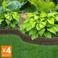 1.22m Recycled Rubber Lawn Edging Flexi Curve Rockwall - H9cm