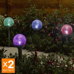 Smart Garden Solar Crackle Globe Marker Light - 8 Pack