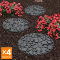 River Rock Stepping Stone 45cm Diameter - 4 Pack Multi Buy