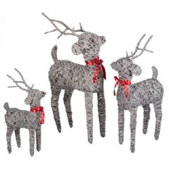Smart Garden Rattan Deer Ornaments - Set of 3