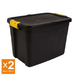 Strata Heavy Duty Storage Box with Lid - 60L - x 2 Multi Buy