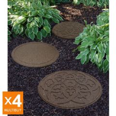 Greenfingers Recycled Rubber Scroll Stepping Stone - 4 Pack - Earth