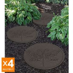 Greenfingers Recycled Rubber Dragonfly Stepping Stone - 4 Pack