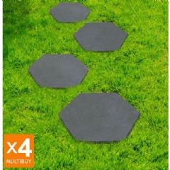 Greenfingers Recycled Rubber Hexagon Stomp Stone - 4 Pack