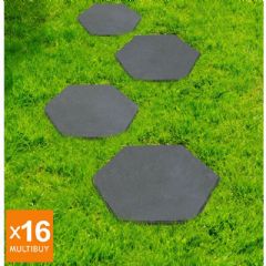 Greenfingers Recycled Rubber Hexagon Stomp Stone - 16 Pack
