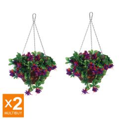 Gardman Artificial Petunia Fuchsia Basket - 12in - Pack of 2