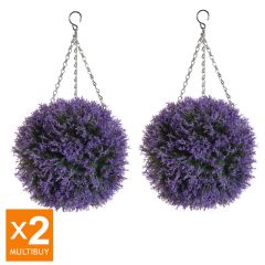 Gardman Artificial Purple Heather Topiary Ball - Pack of 2