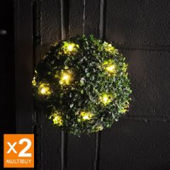 Kingfisher Solar Powered LED Topiary Ball - 27cm - Pack of 2