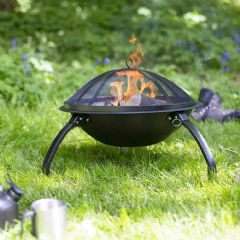 La Hacienda Camping Firepit with Grill, Folding Legs and Bag