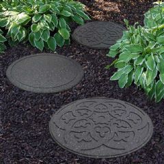 Greenfingers Recycled Rubber Scroll Stepping Stone - Grey