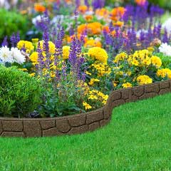 Recycled Rubber Flexible Lawn Edging - Border Stone - H8.5cm