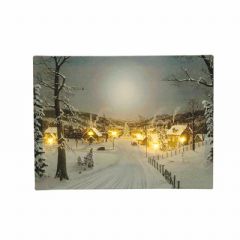 Kingfisher Christmas Canvas with Flickering LEDs - 40 x 30cm
