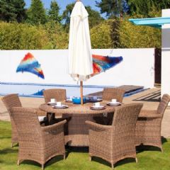 Cozy Bay Panama 6 Seater Dining Set - 4 Seasons with Cream Cushions