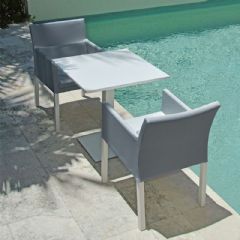 Cozy Bay Verona 2 Seater Square Bistro Set -Aluminium and Fabric - White & Grey