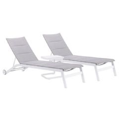 Cozy Bay Verona Sun Lounger Set of 2 - White and Grey
