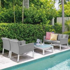 Cozy Bay Verona 4 Seater Lounge Set - White & Grey