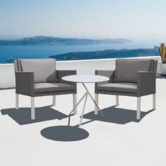 Cozy Bay Verona 2 Seater Casual Bistro Set -Aluminium and Fabric - White and Grey
